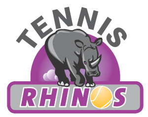 Rhinos-Tennis_Logo Tennis Rhinos Logo mit einem Rhinozeros und einem Tennisball.